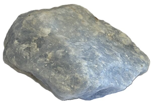 Natural rough blue calcite mineral specimen2 4 sians emporium Rough natural blue calcite crystal specimen showing soft sky blue colouration and raw crystalline texture